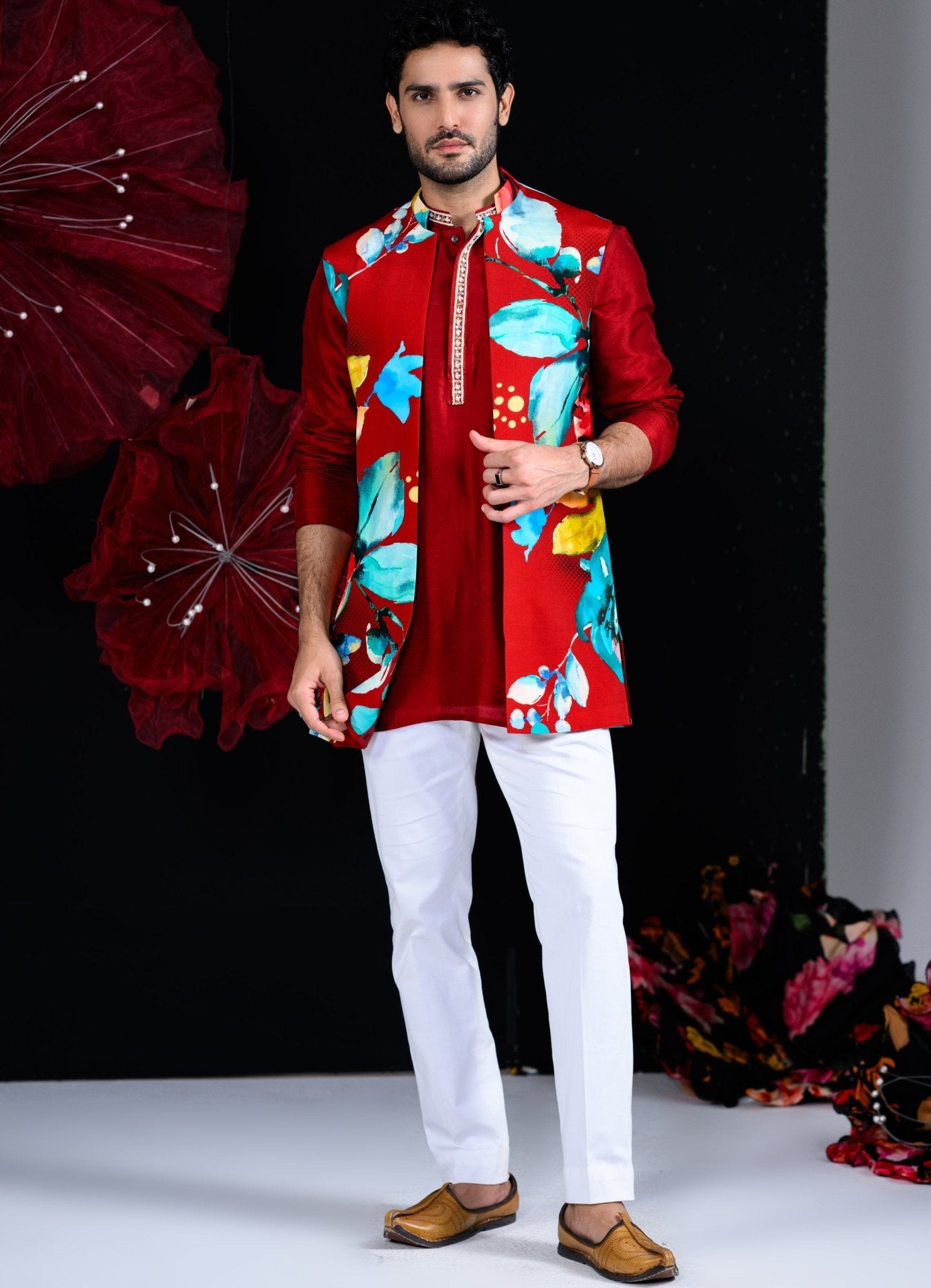 Floral embroidered jacket on sale mens