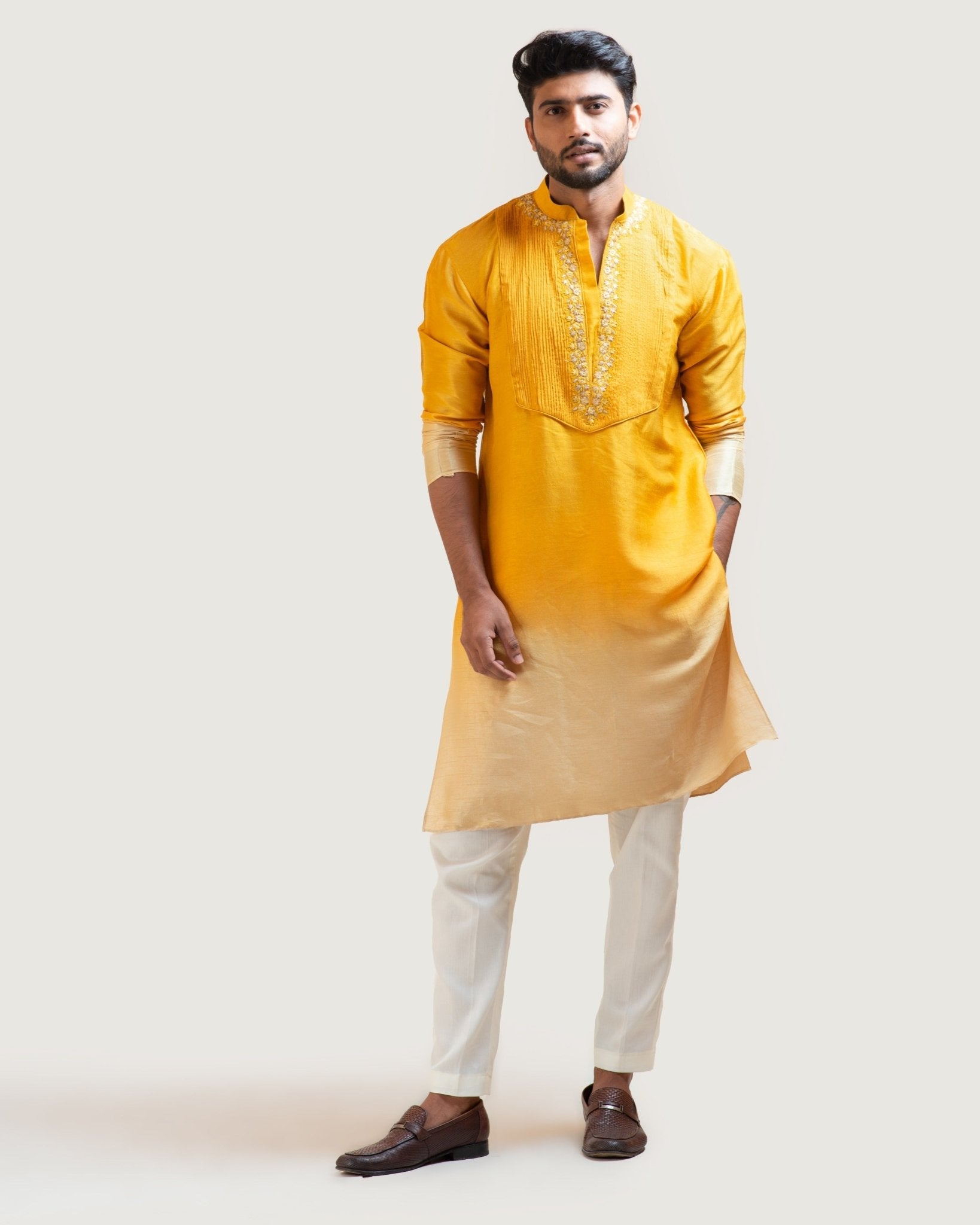 Yellow Ombre Shaded Kurta And Pant Pajama - Smriti- Fabilicious Fashion