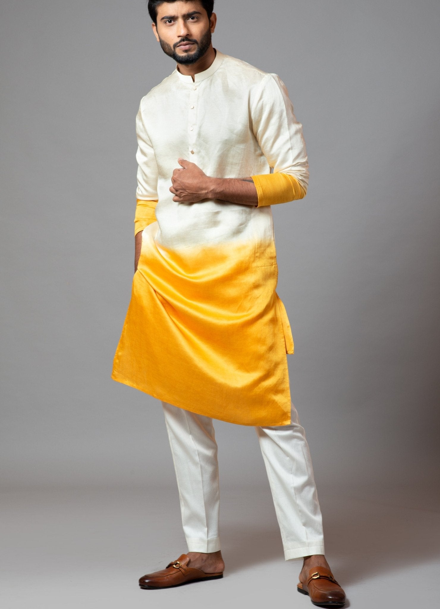 Yellow Ombre Shaded Kurta And Pant Pajama - Smriti- Fabilicious Fashion