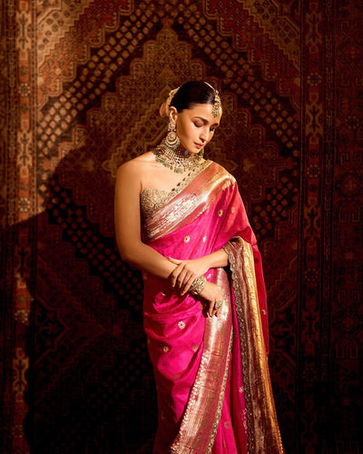 Alia Bhatt's Stunning Pink Saree by Manish Malhotra at the Ambani Wedding