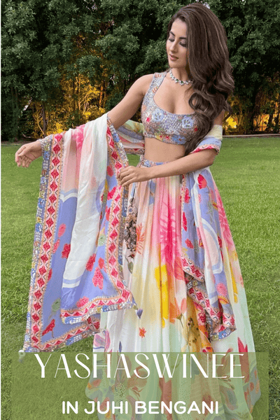 Yashaswineethepooh Stuns in Juhi Bengani’s Summer Bloom Lehenga