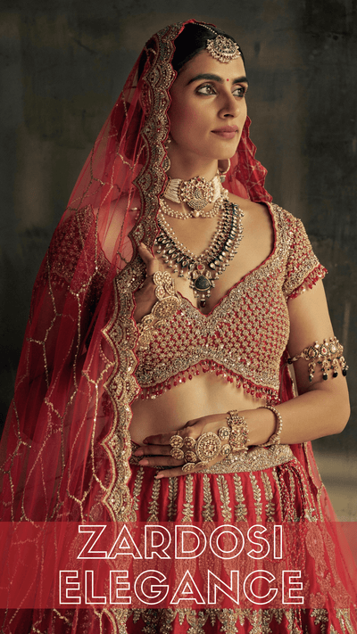 Zardosi Elegance: Stunning Bridal Lehengas & Sarees for Bride to Be