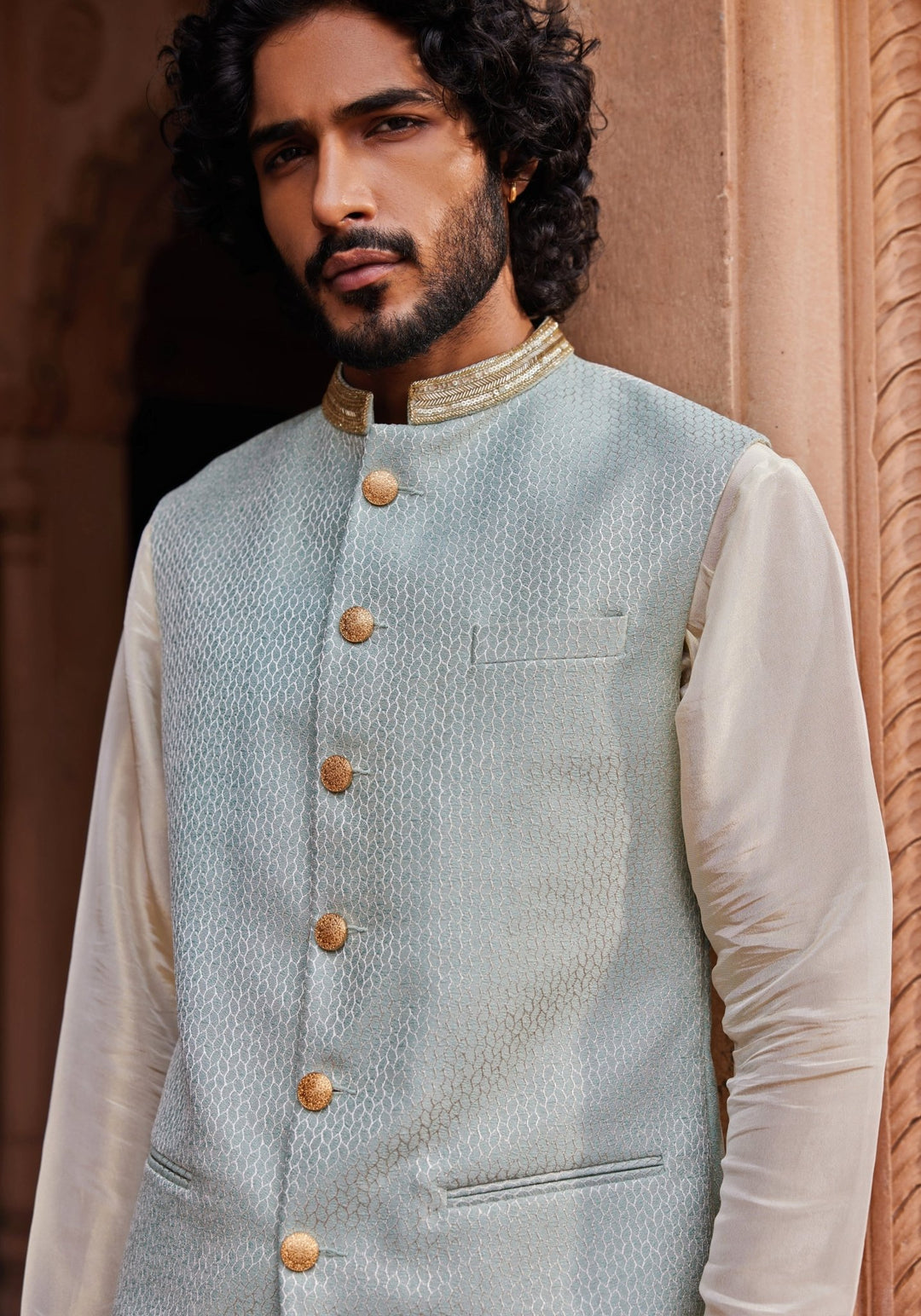 Blue fashion nehru jacket