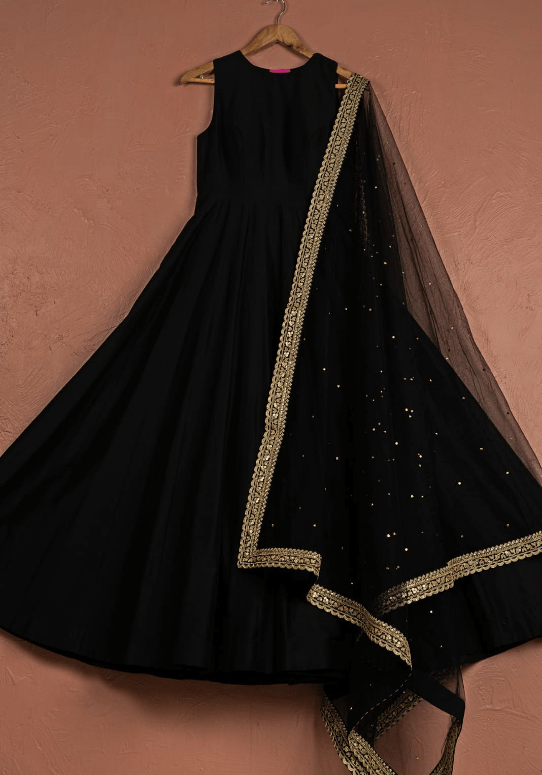 Black And Gold Anarkali Set Ready to Ship