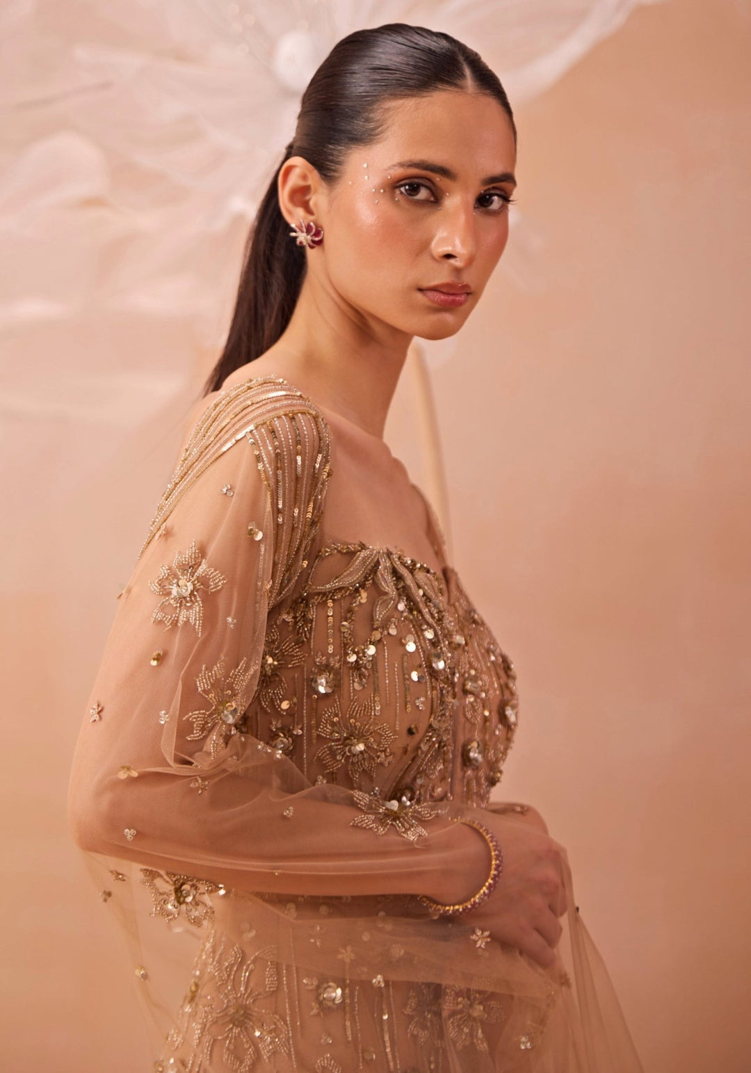 Gold embellished gown hotsell