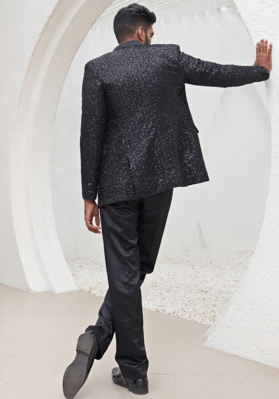 Black embroidered blazer hotsell