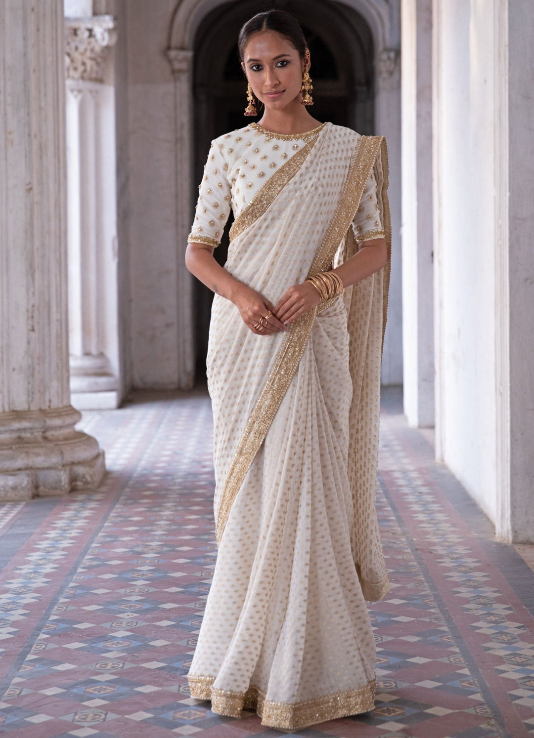 Chandni Ivory Saree Set Renee Fabilicious Fashion