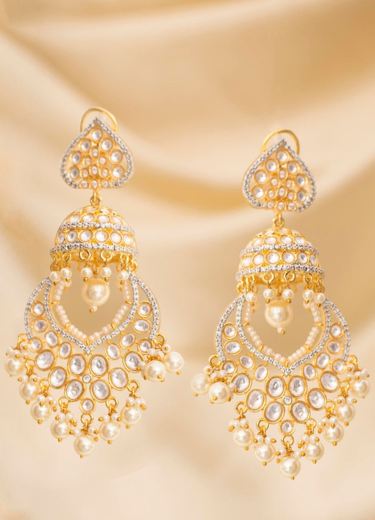 Gold Kundan Earrings with Dangling Green Beads – Bollywood Wardrobe