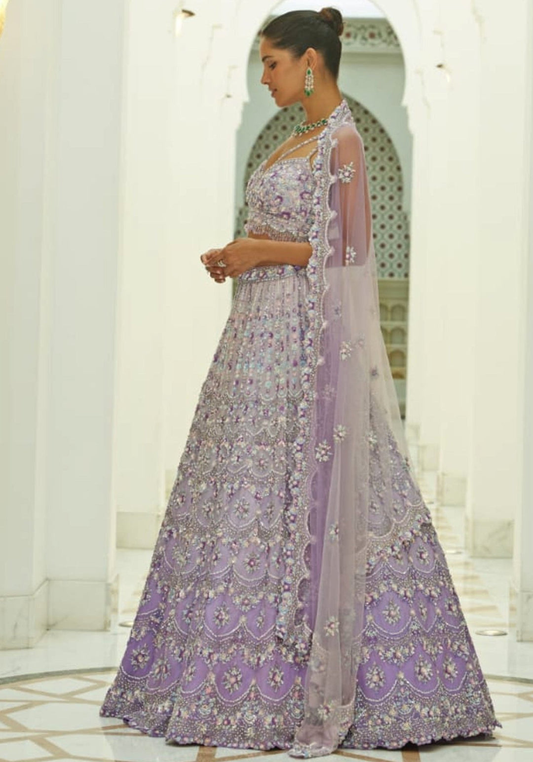 Lilac Ombre Embroidered Organza Lehenga Set Nitika Gujral Fabilicious Fashion