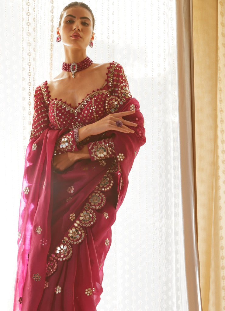 Party Wear Mirror Work Saree, Size: Full at Rs 1500/piece in Mumbai | ID:  2851671998630