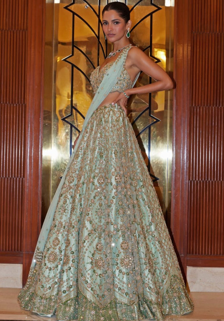 Green bridal lehenga on sale