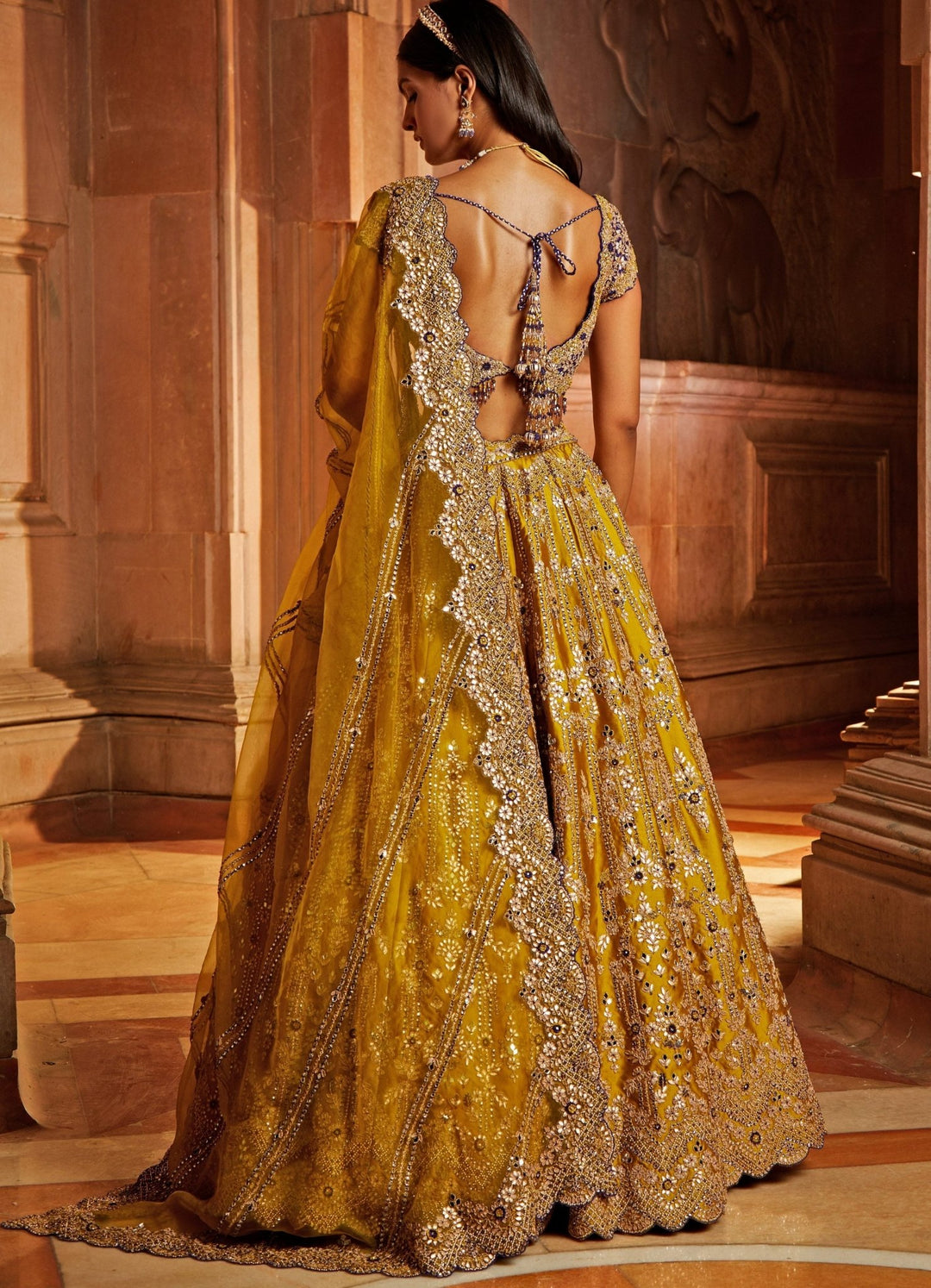 Mustard bridal lehenga hotsell