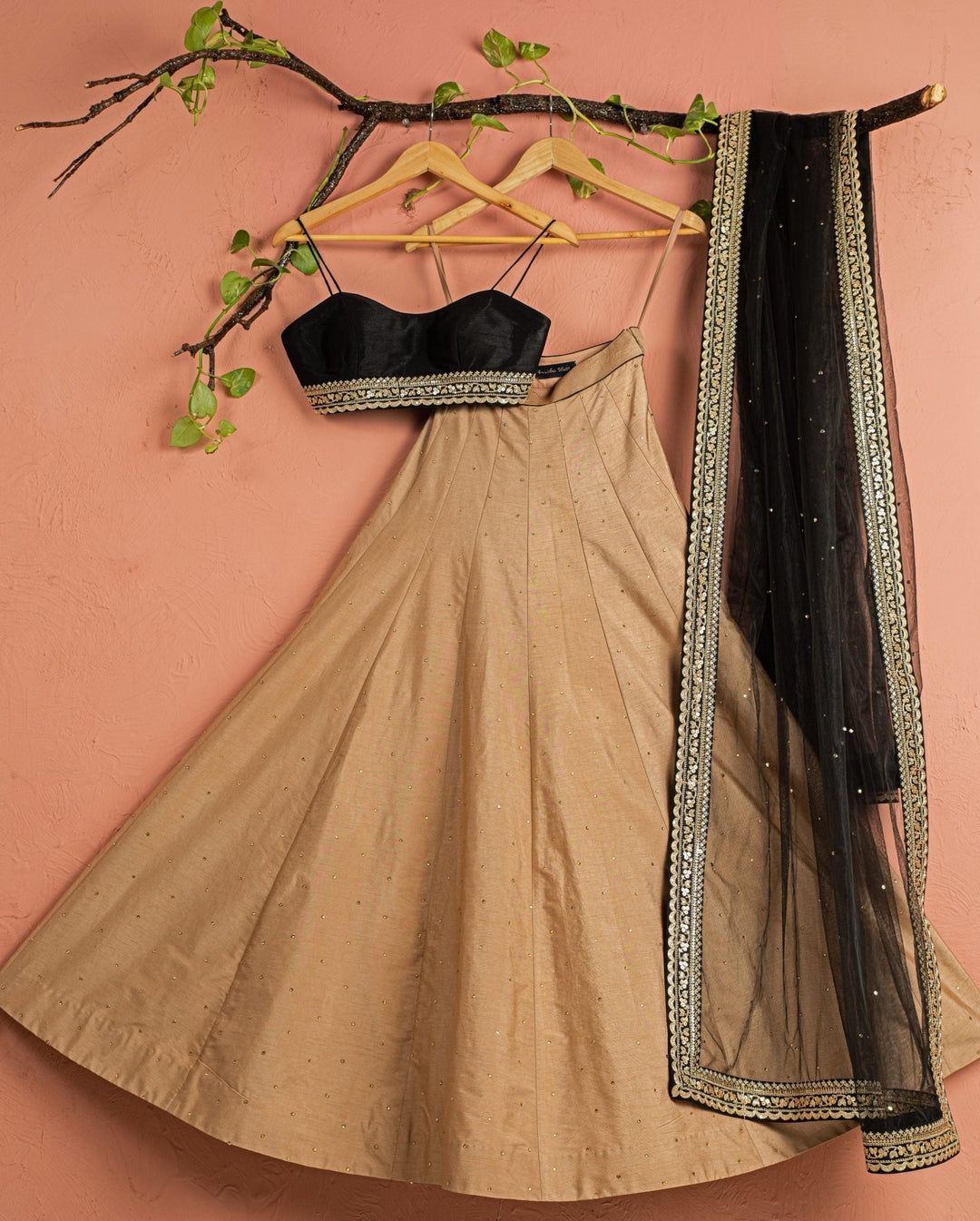 Nude Raw Silk Lehenga With Bustier Blouse - Anisha Shetty- Fabilicious  Fashion