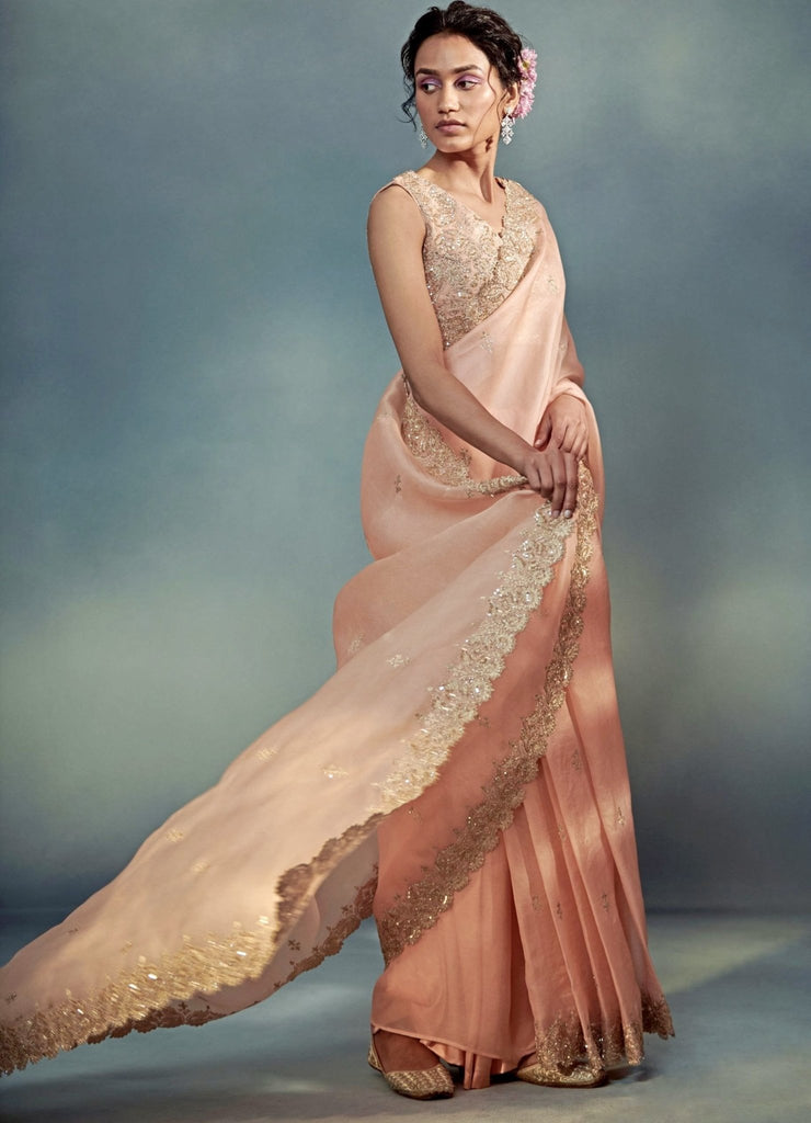 Buy Karagiri Peach Organza Saree Online at Best Prices in India - JioMart.