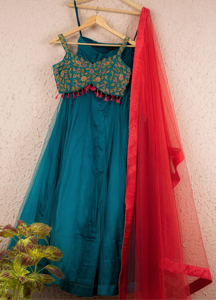 Blue Silk Lehenga With Work Blouse and Net Dupatta, Indian Designer Lehenga,  Wedding Lehenga, Crop Top Skirt, Lehenga Choli, Ready Made L - Etsy