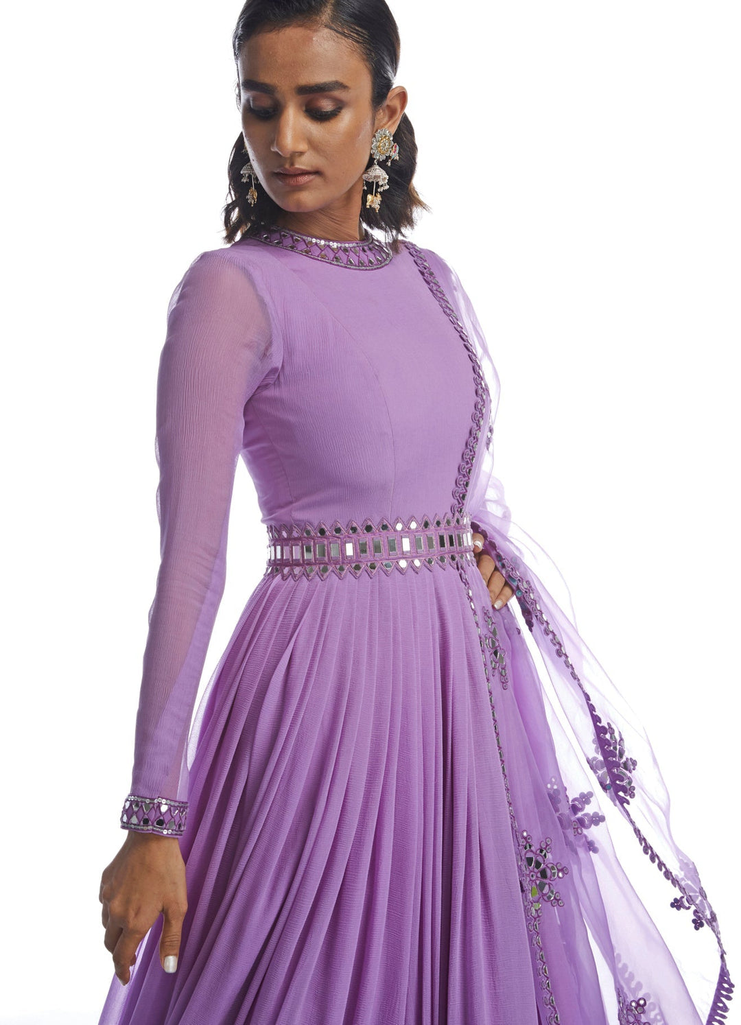 Purple Chiffon Anarkali Set Vvani by Vani Vats Fabilicious Fashion