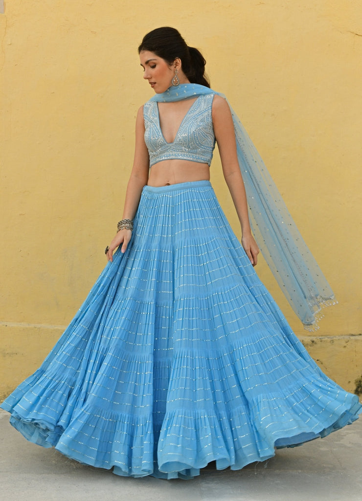 Buy now natasha bridal sky blue lehenga